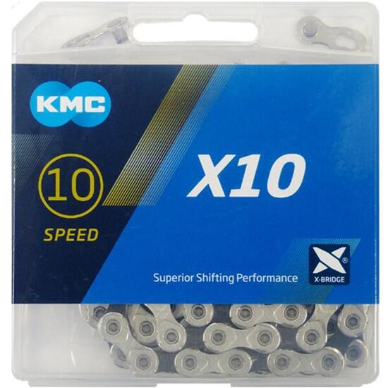 KMC Kette X10 10-fach, 122 Glieder Missing Link, 1/2x11/128, silber/grau