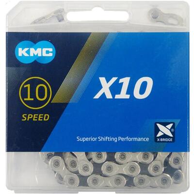Kmc x10 fietsketting 122 schakels zilver zwart