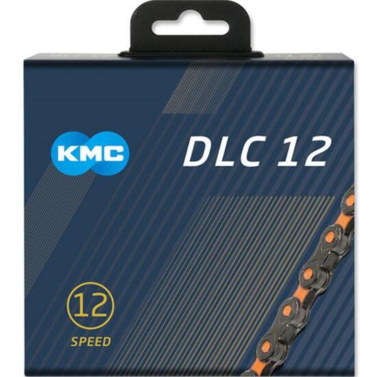 KMC Kette DLC12 12-fach, 126 Glieder Missing Link, 1/2x11/128, schwarz/orange