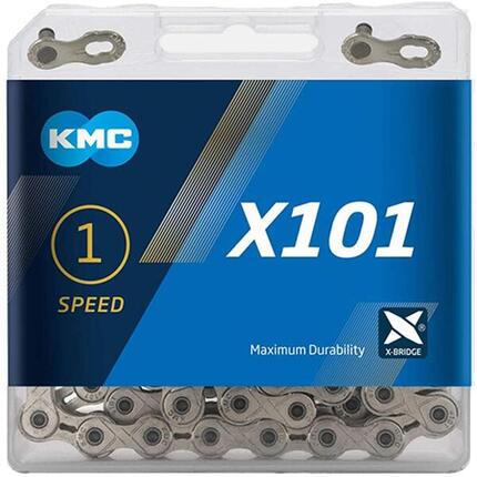 KMC Kette X101 1-fach, 112 Glieder Missing Link, 1/2x1/8, silber