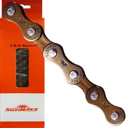 SunRace Kette CNM22 6/7-fach, 116 Glieder Kettenschloss, 1/2x3/32, braun