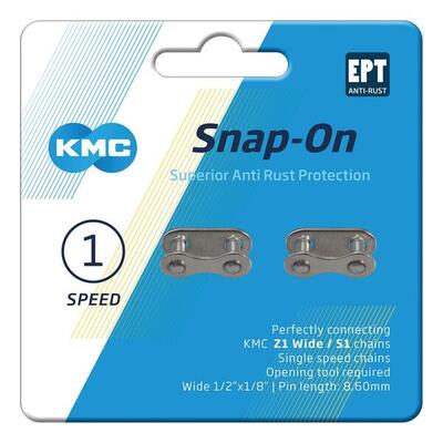 KMC Snap-On Verschlussglied Wide EPT 2 Stück. 1/2" x 1/8". 8.6mm. silber