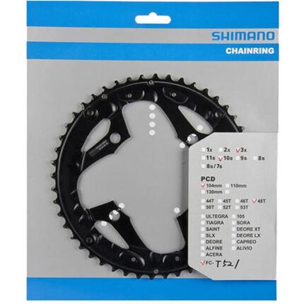 Shimano Deore Kettenblatt FC-T521, 48 Zähne, 4-Arm, 104 mm Lochkreis, Alumini...