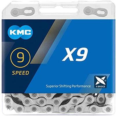 Kmc fietsketting x9 zilver 114 schakels voor 9 versnellingen