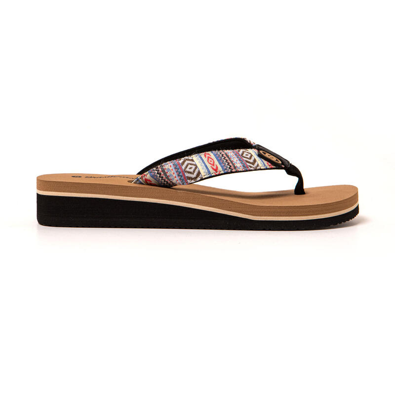 Tongs femme Brasileras Beige semelle en gomme