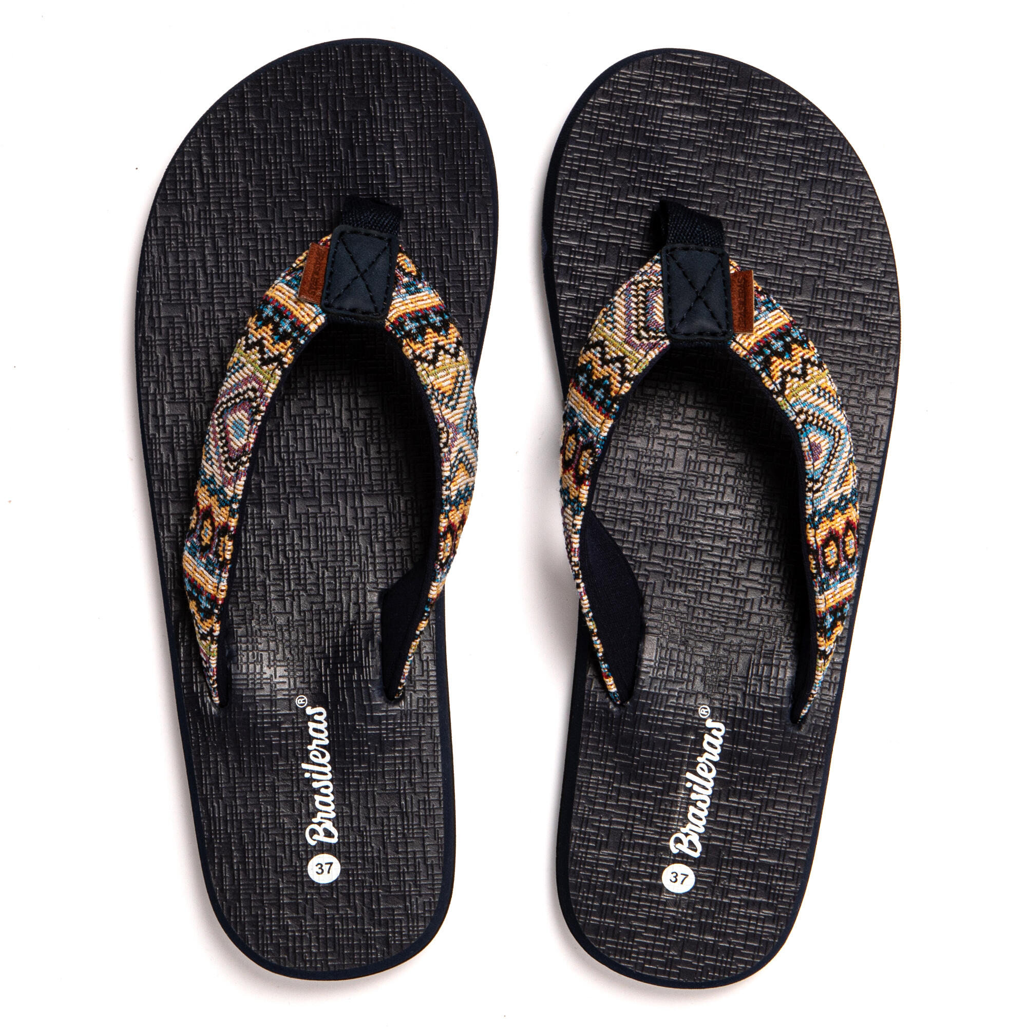 Strand slippers voor dames Brasileras Blauw met rubberen zool 6/7