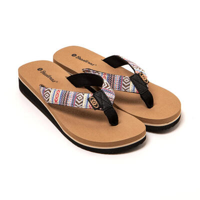Strand slippers voor dames brasileras beige met rubberen zool