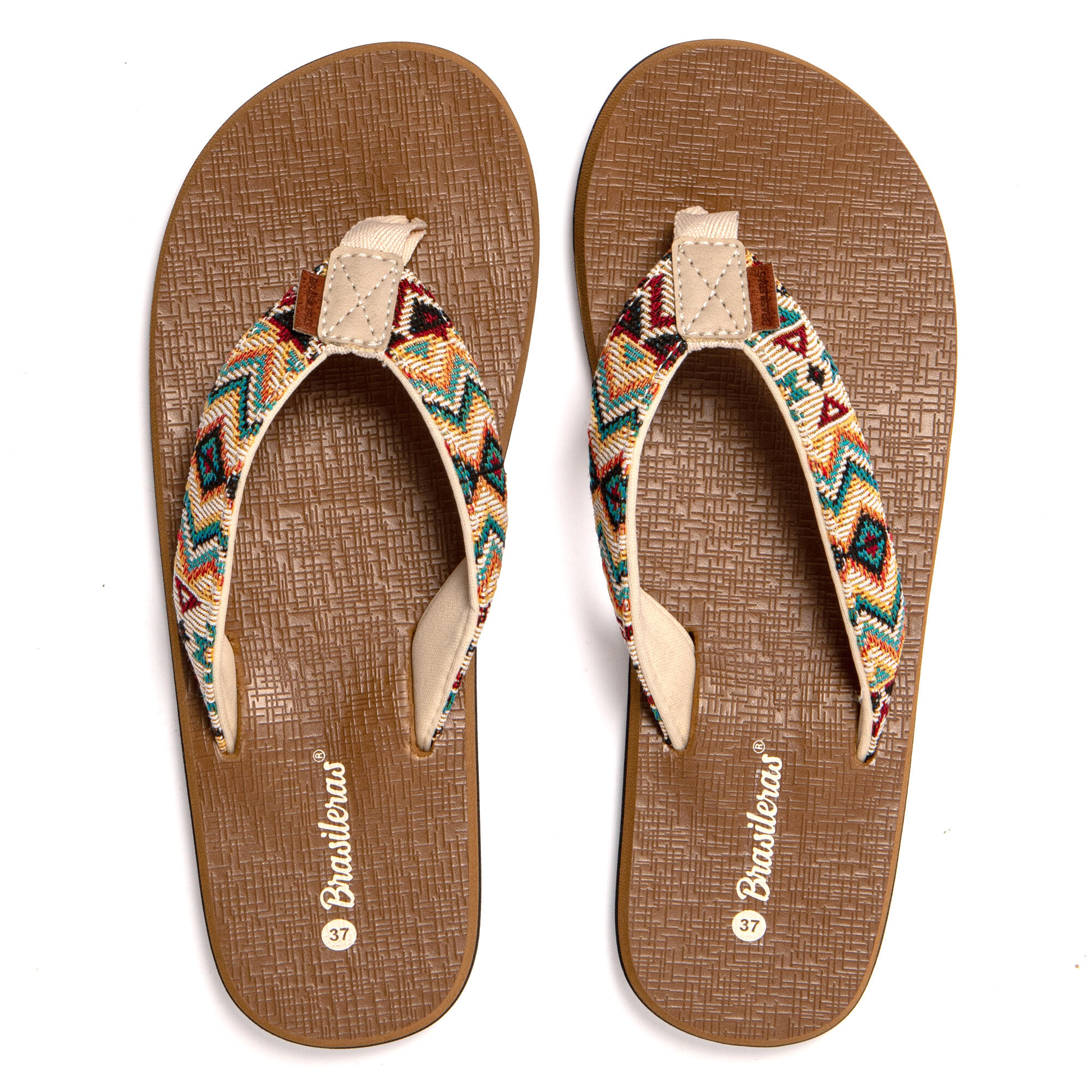 Strand slippers voor dames Brasileras Beige met rubberen zool 6/7
