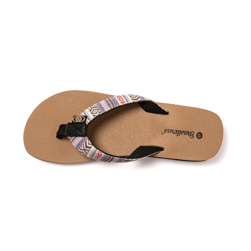 Tongs femme Brasileras Beige semelle en gomme