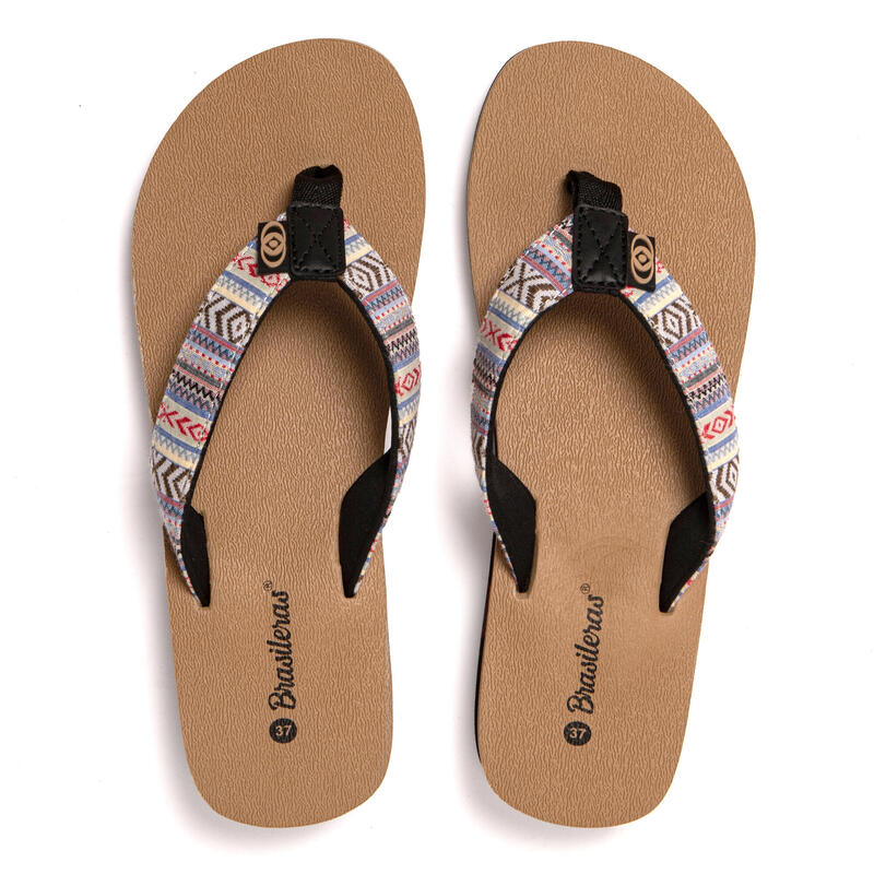 Tongs femme Brasileras Beige semelle en gomme