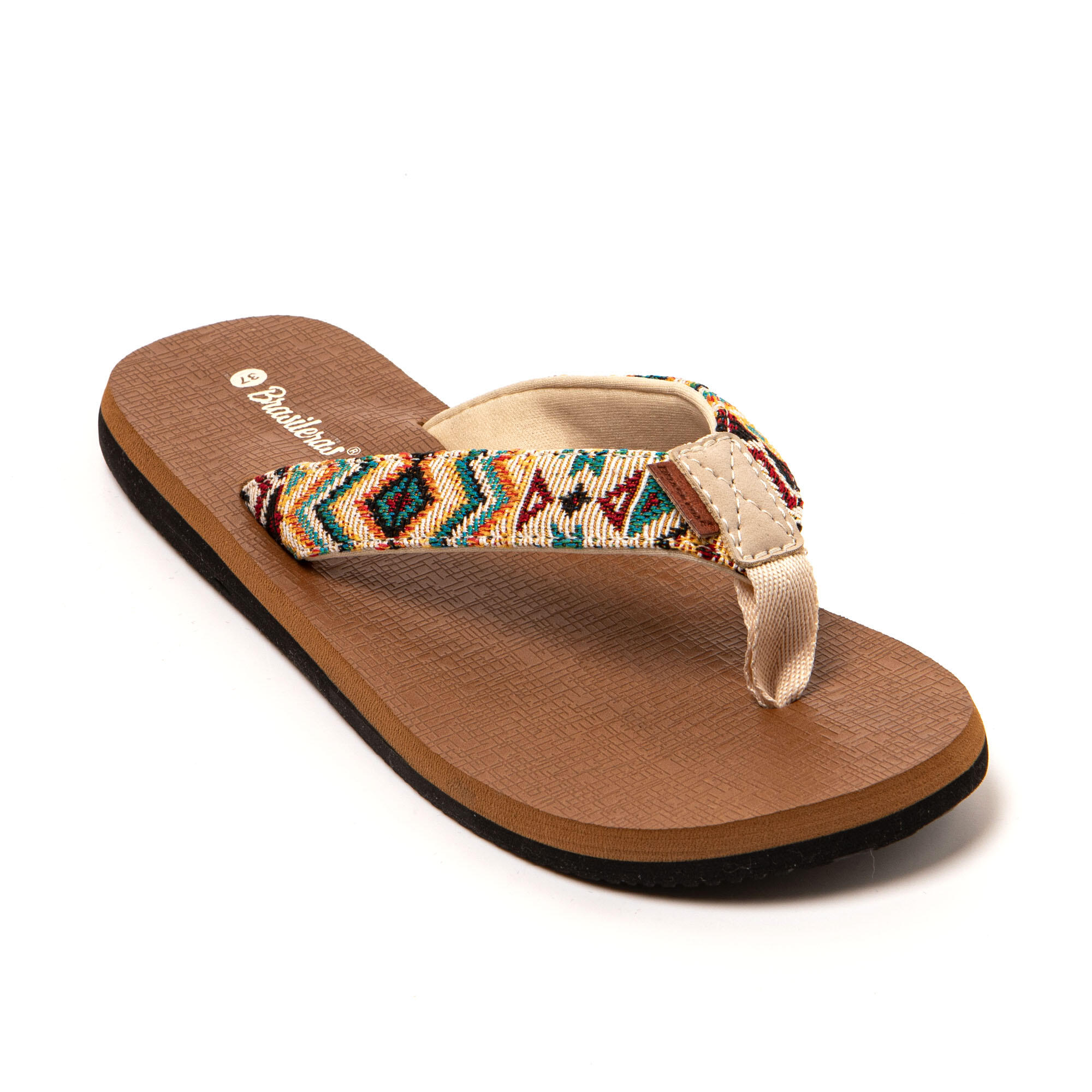 Strand slippers voor dames Brasileras Beige met rubberen zool 2/7