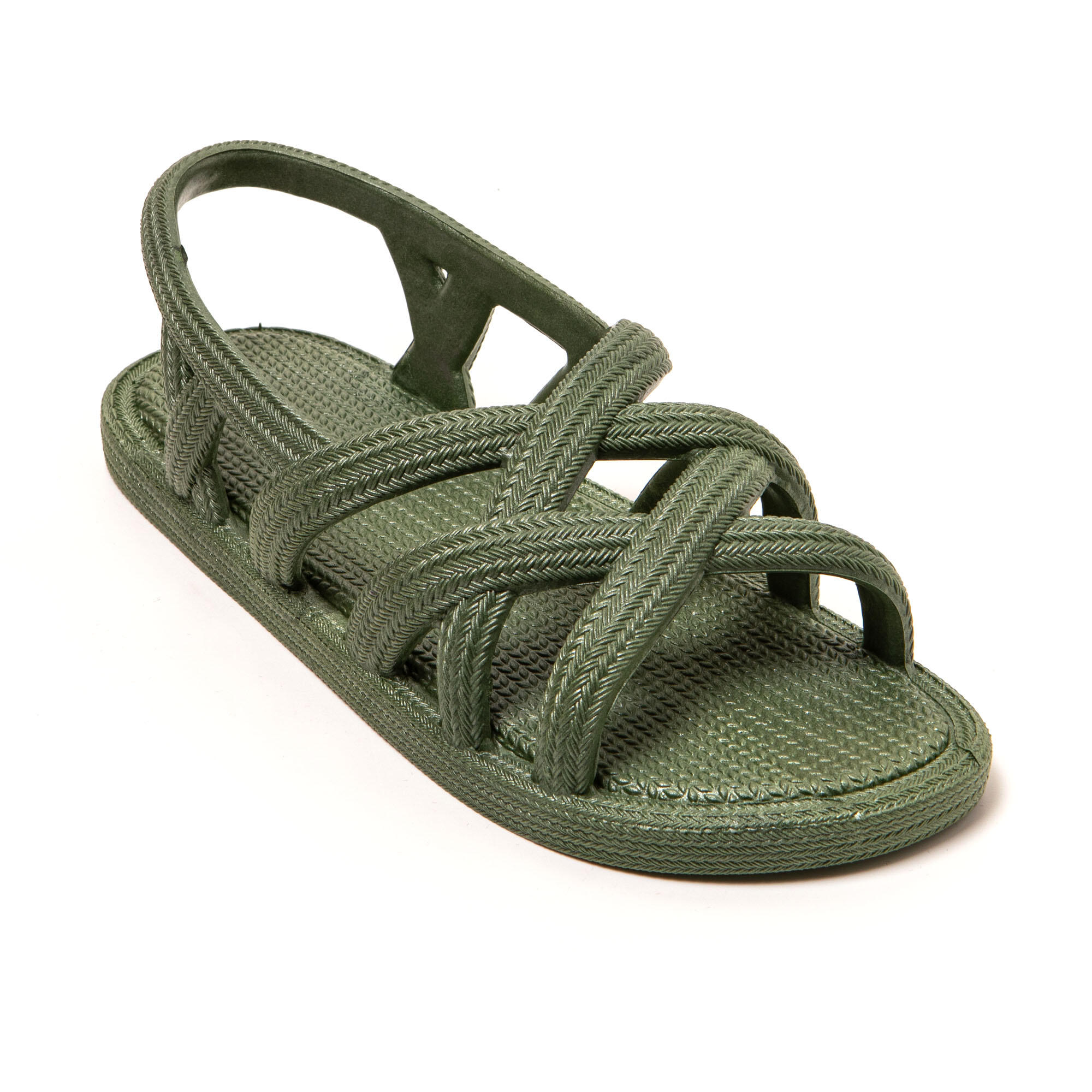 Sandales femme Brasileras Vert Militaire semelle en gomme 2/7