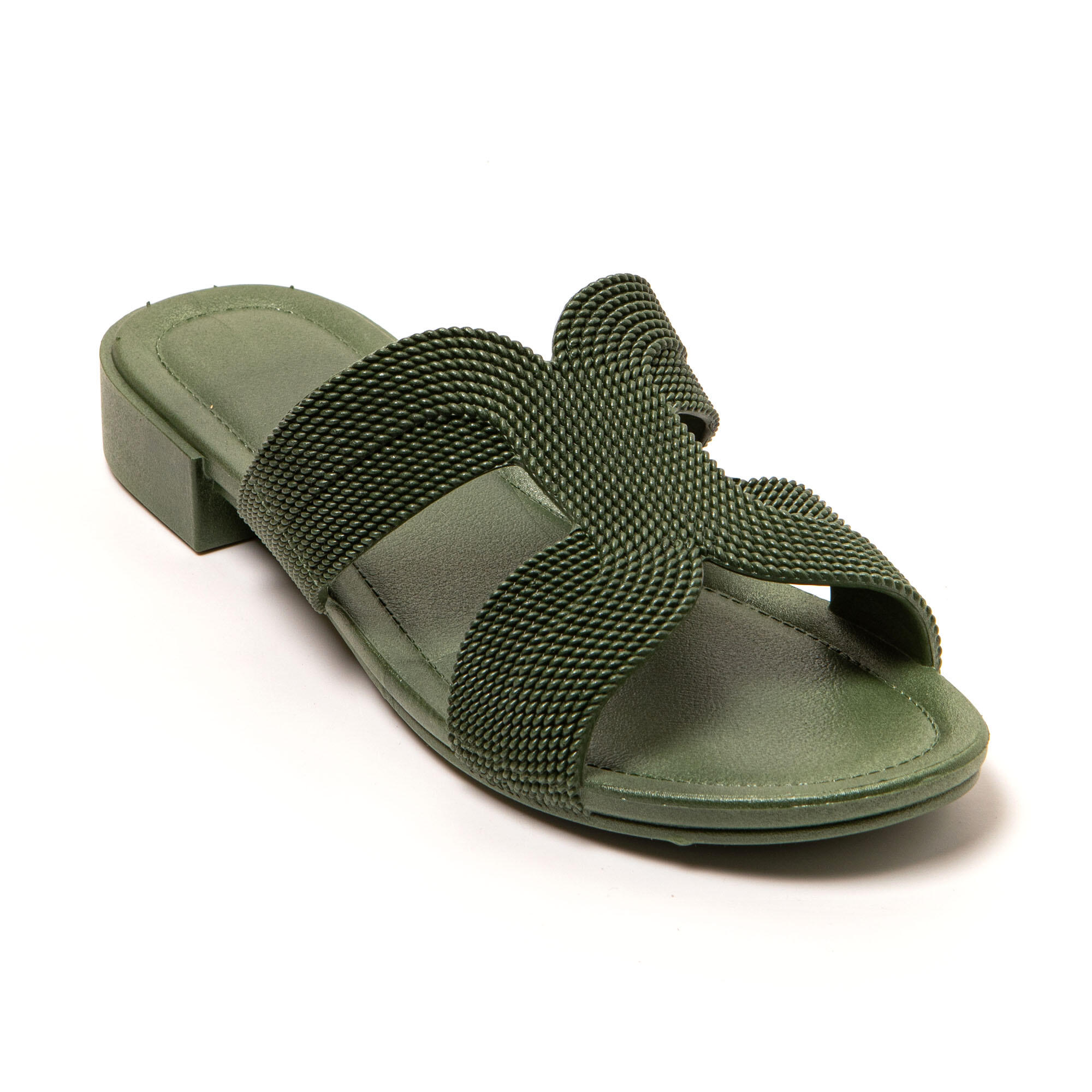 Sandali donna Brasileras Verde Militare con suola in gomma 2/7