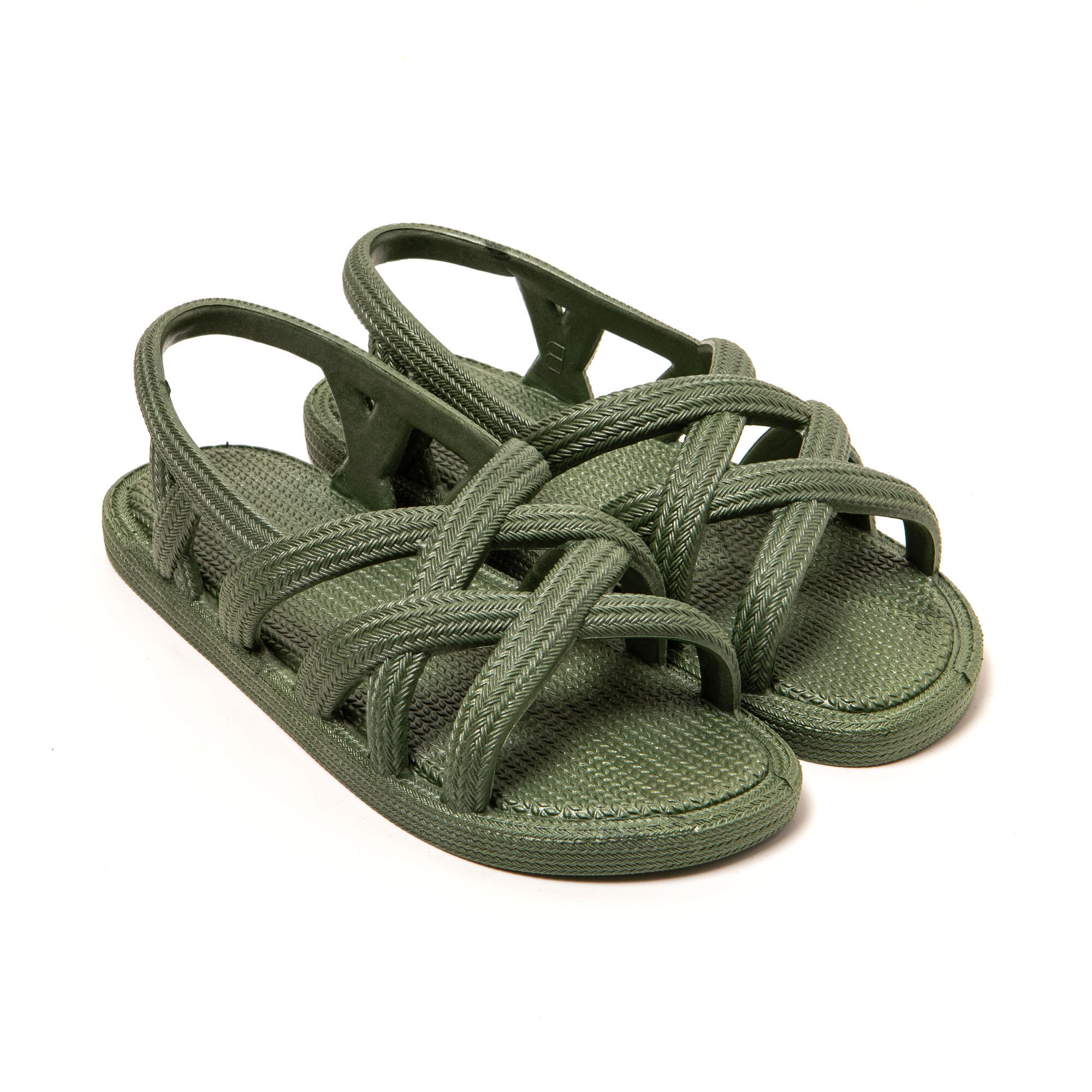 BRASILERAS Strand sandalen voor dames Brasileras Militair Groen met rubberen zool