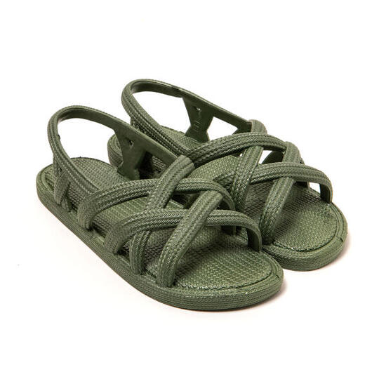 Sandalen Damen Brasileras Militärgrün mit Gummisohle