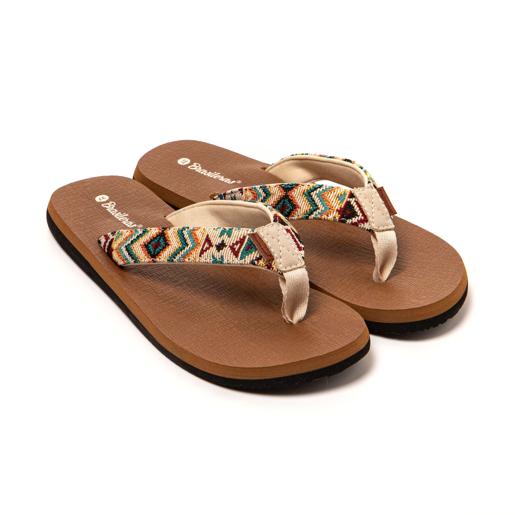 BRASILERAS Strand slippers voor dames Brasileras Beige met rubberen zool