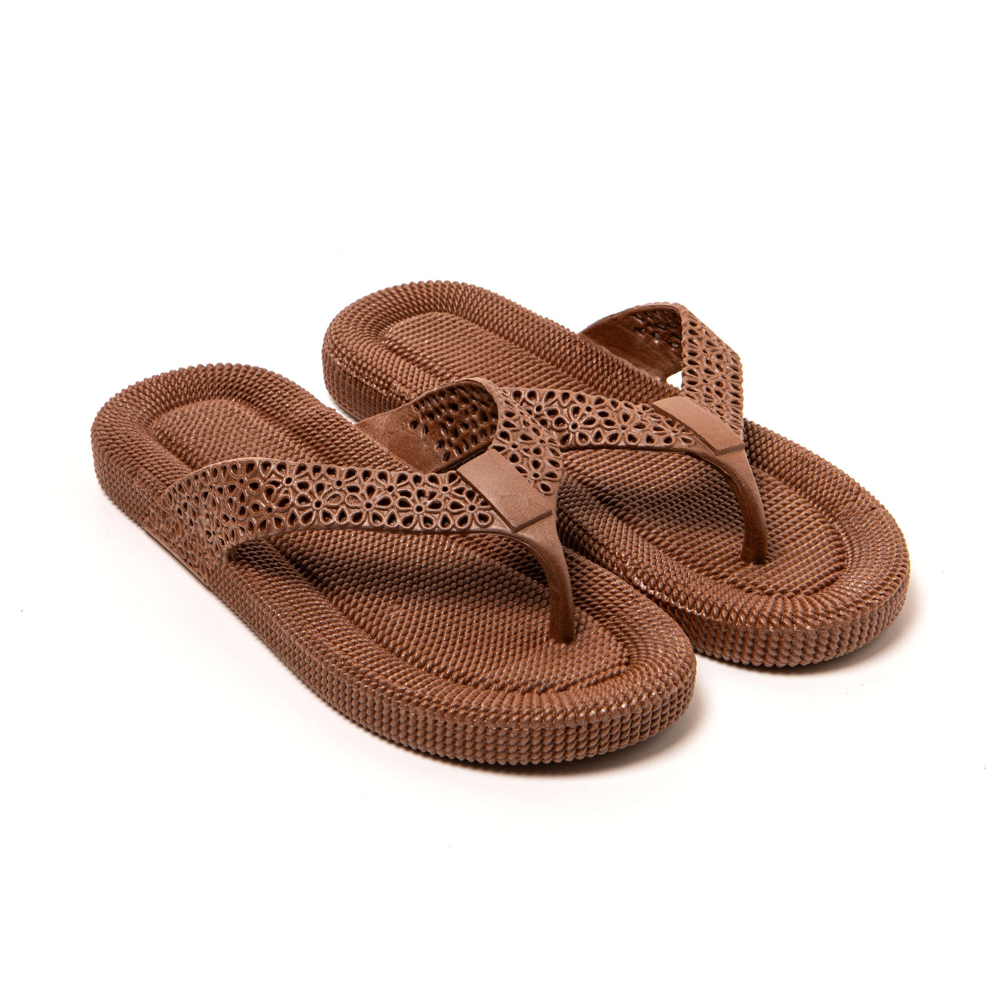 BRASILERAS Strand slippers voor dames Brasileras Bruin met rubberen zool