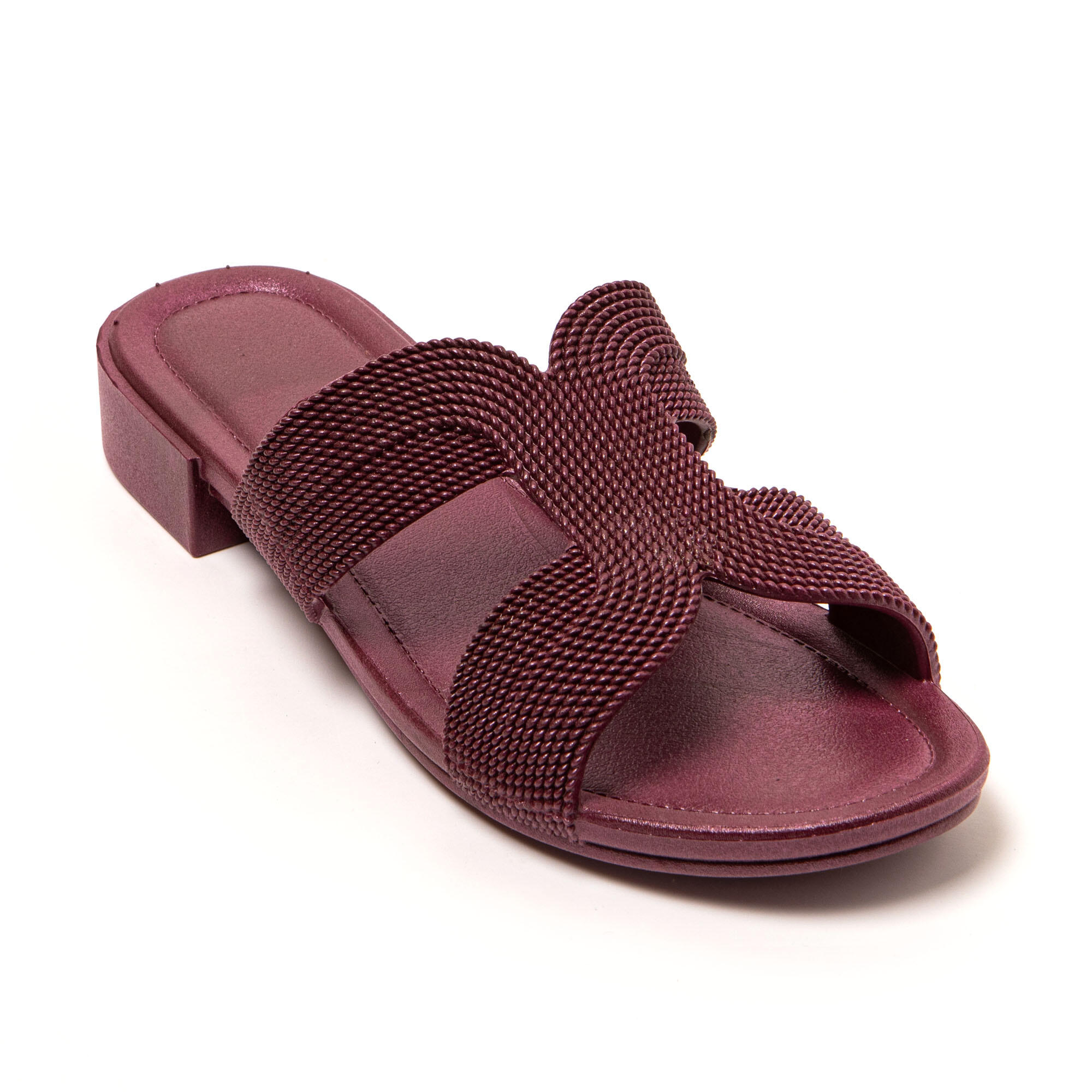Strand sandalen voor dames Brasileras Bordeau met rubberen zool 2/7