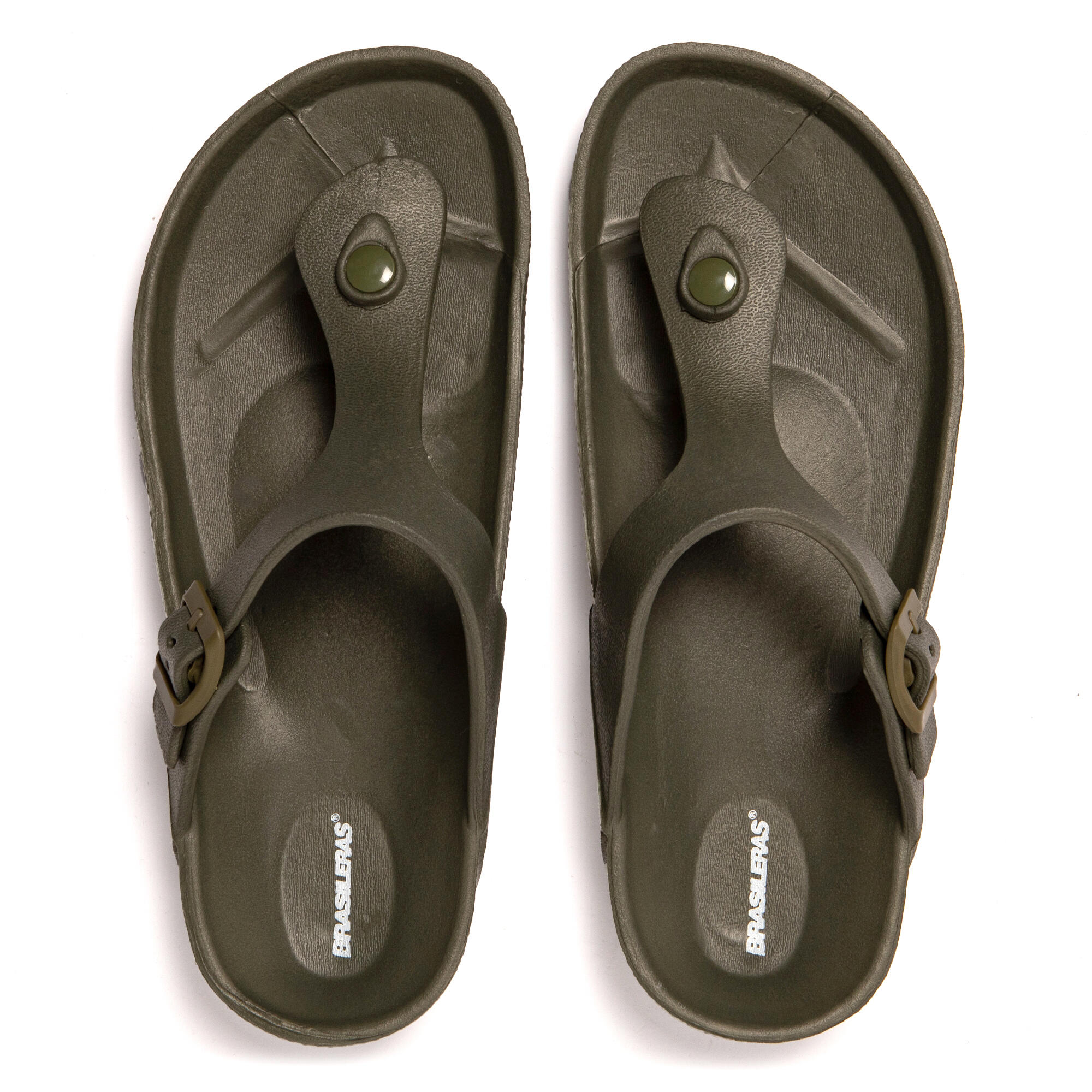 Sandales unisex Brasileras Vert Militaire semelle en gomme 6/7