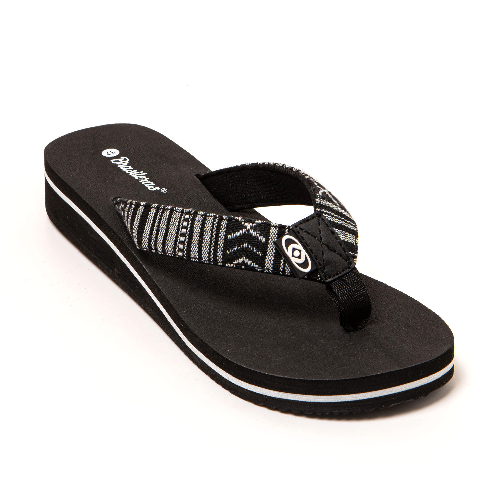 Strand slippers voor dames Brasileras Zwart met rubberen zool 2/7