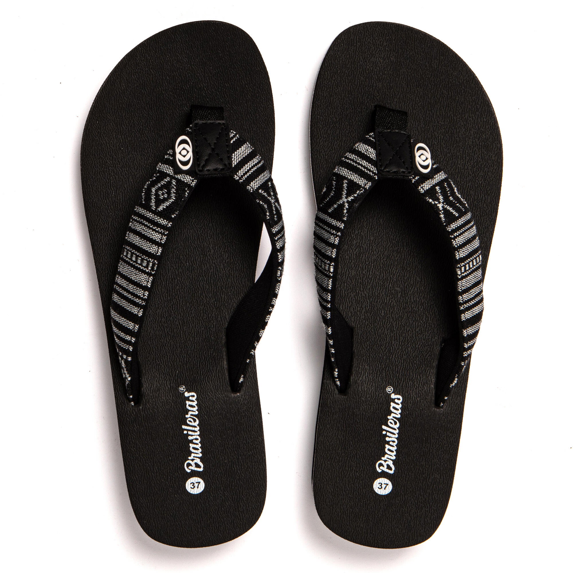 Strand slippers voor dames Brasileras Zwart met rubberen zool 6/7