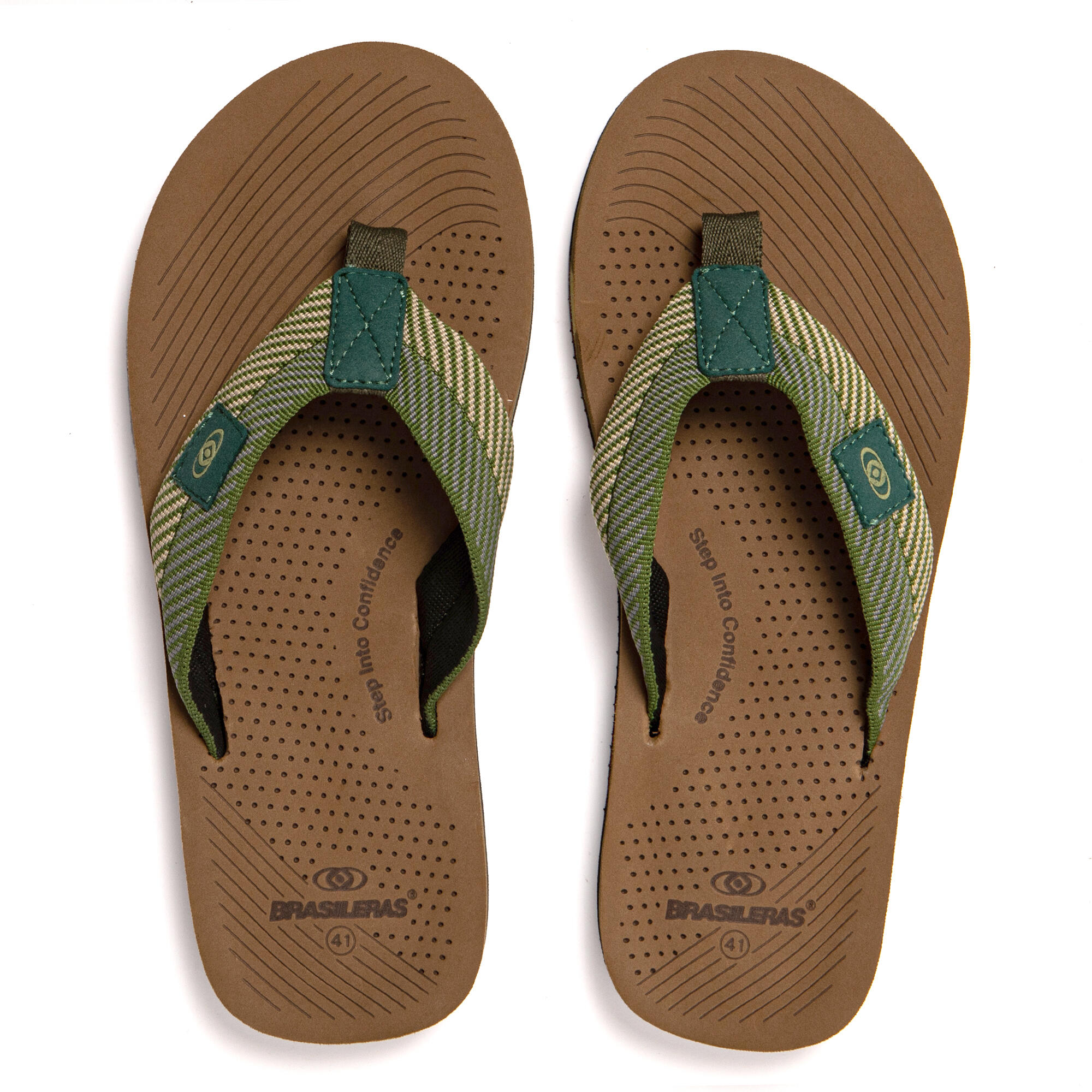 Strand slippers voor heren Brasileras Groen met rubberen zool 6/7