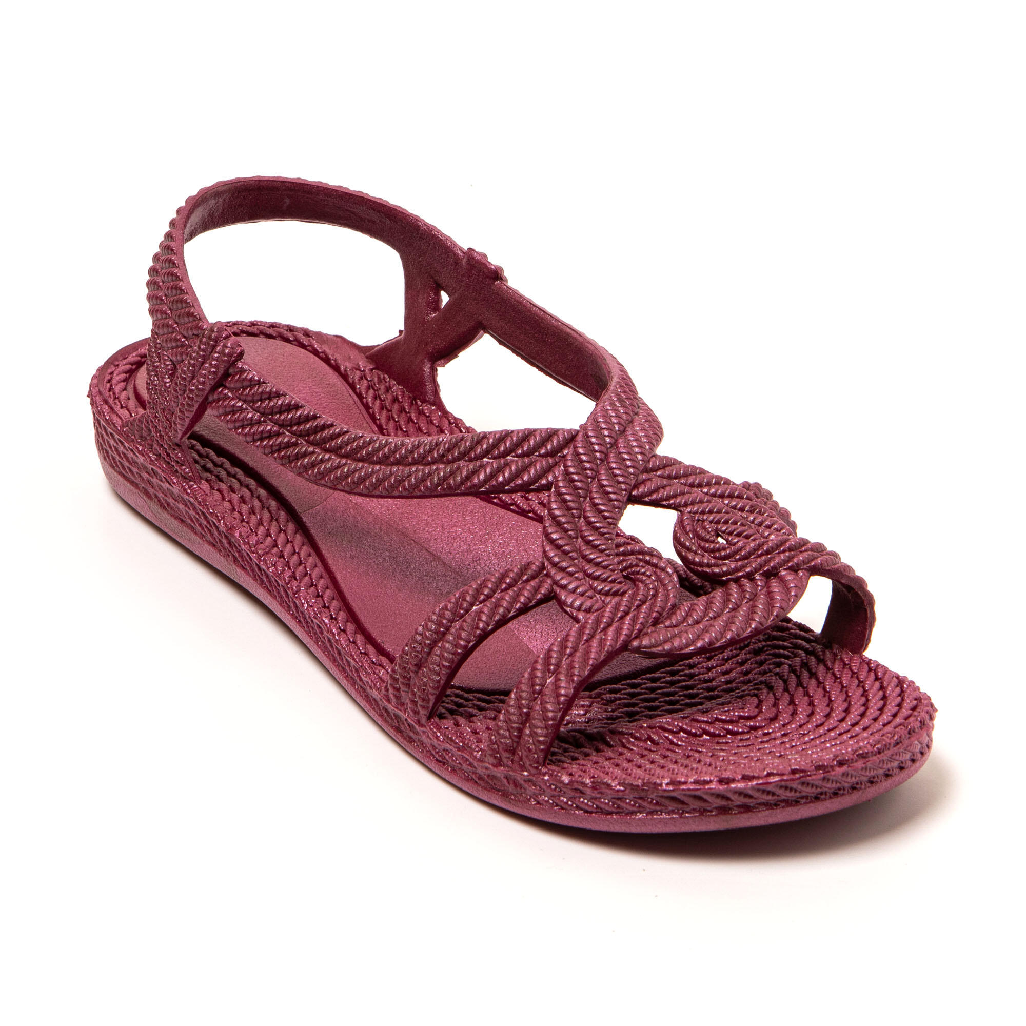 Sandales femme Brasileras bordeaux avec semelle en gomme 2/8