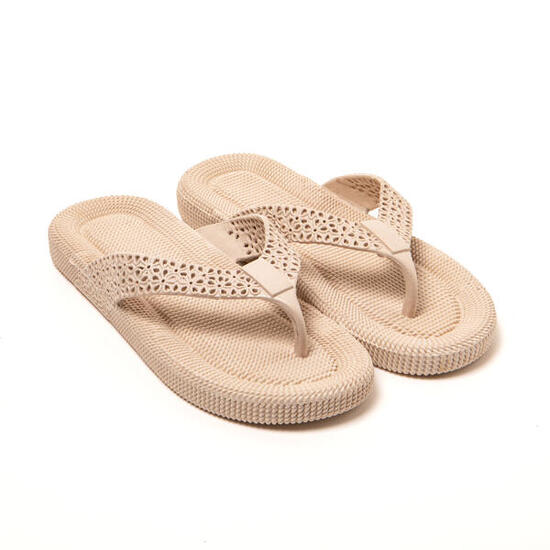 Zehentrenner Damen Brasileras Beige mit Gummisohle