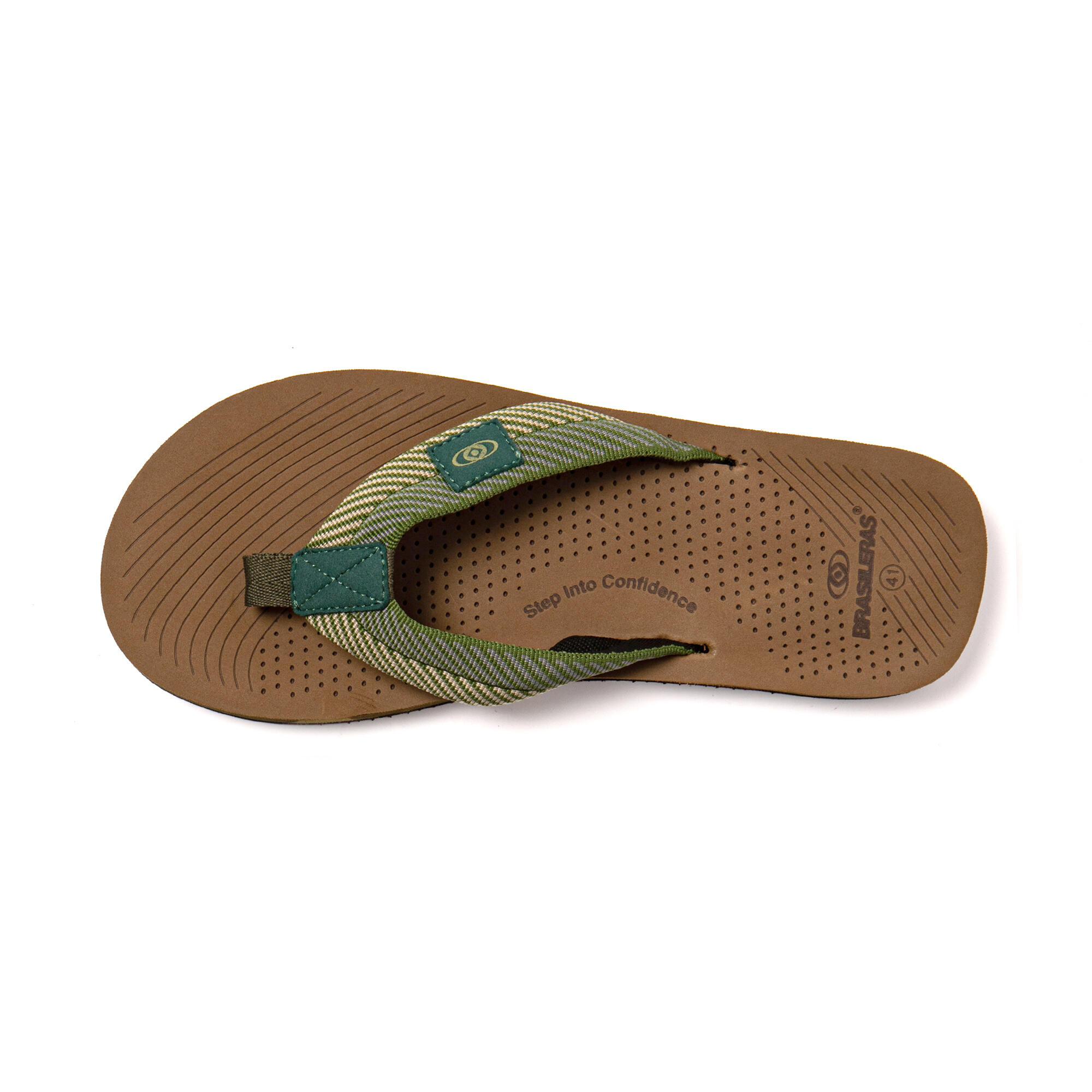 Strand slippers voor heren Brasileras Groen met rubberen zool 5/7