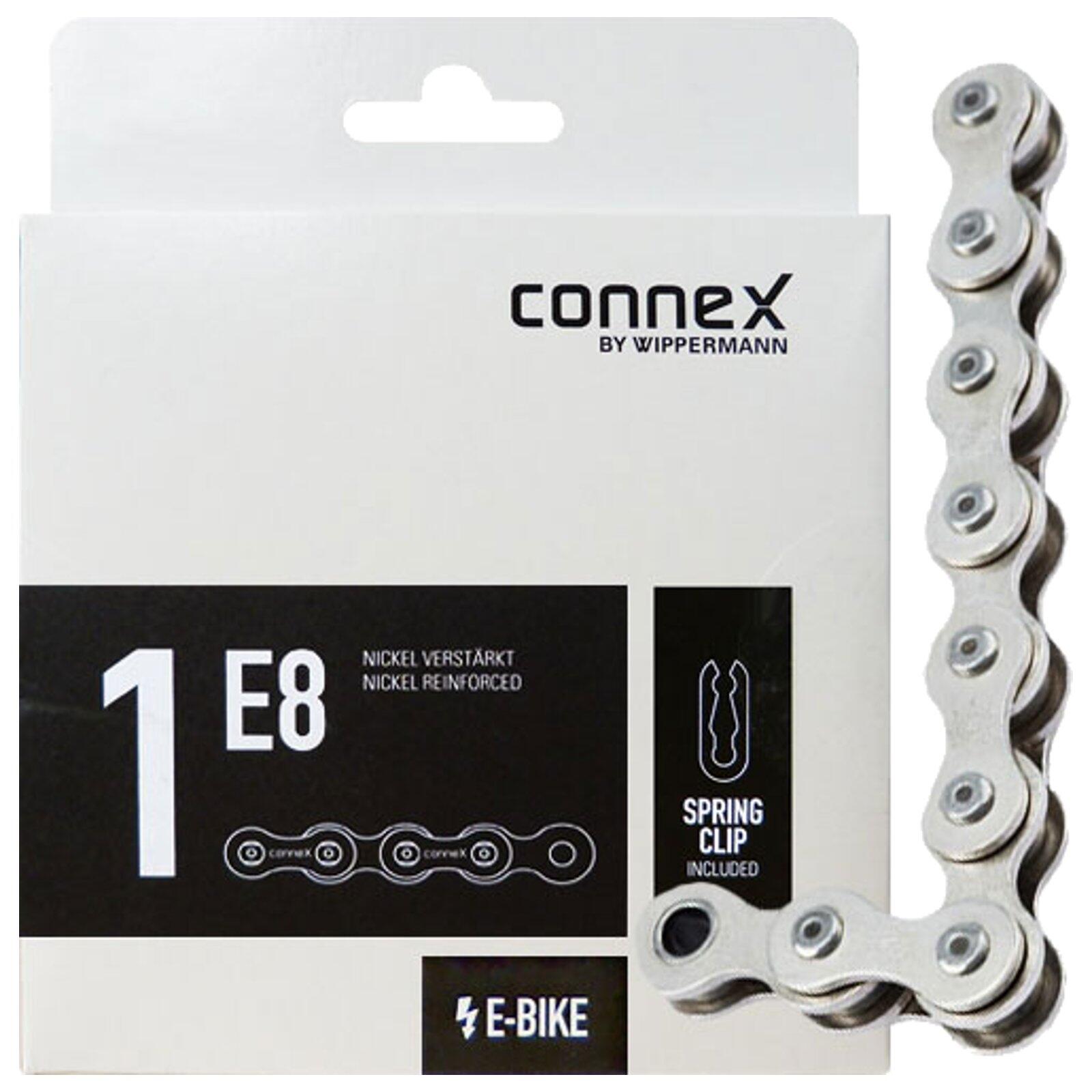 CONNEX Connex E-Bike Fahrradkette 1E8 1/2" x 1/8" E-25, Silber, 1-fach, 132 Glieder