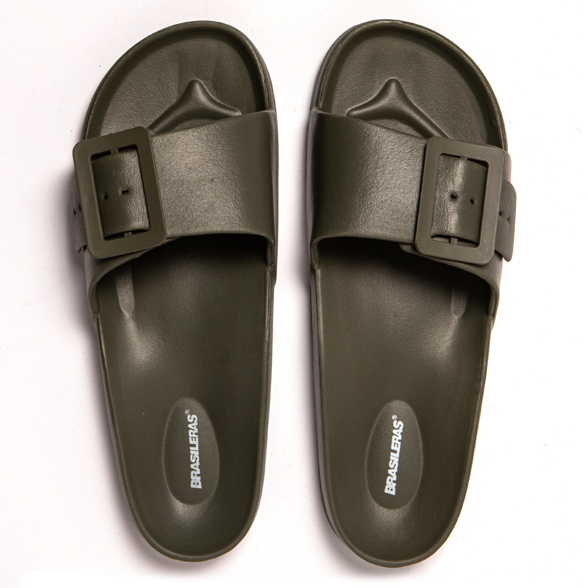 Strand sandalen voor dames Brasileras Militair Groen met rubberen zool 6/7