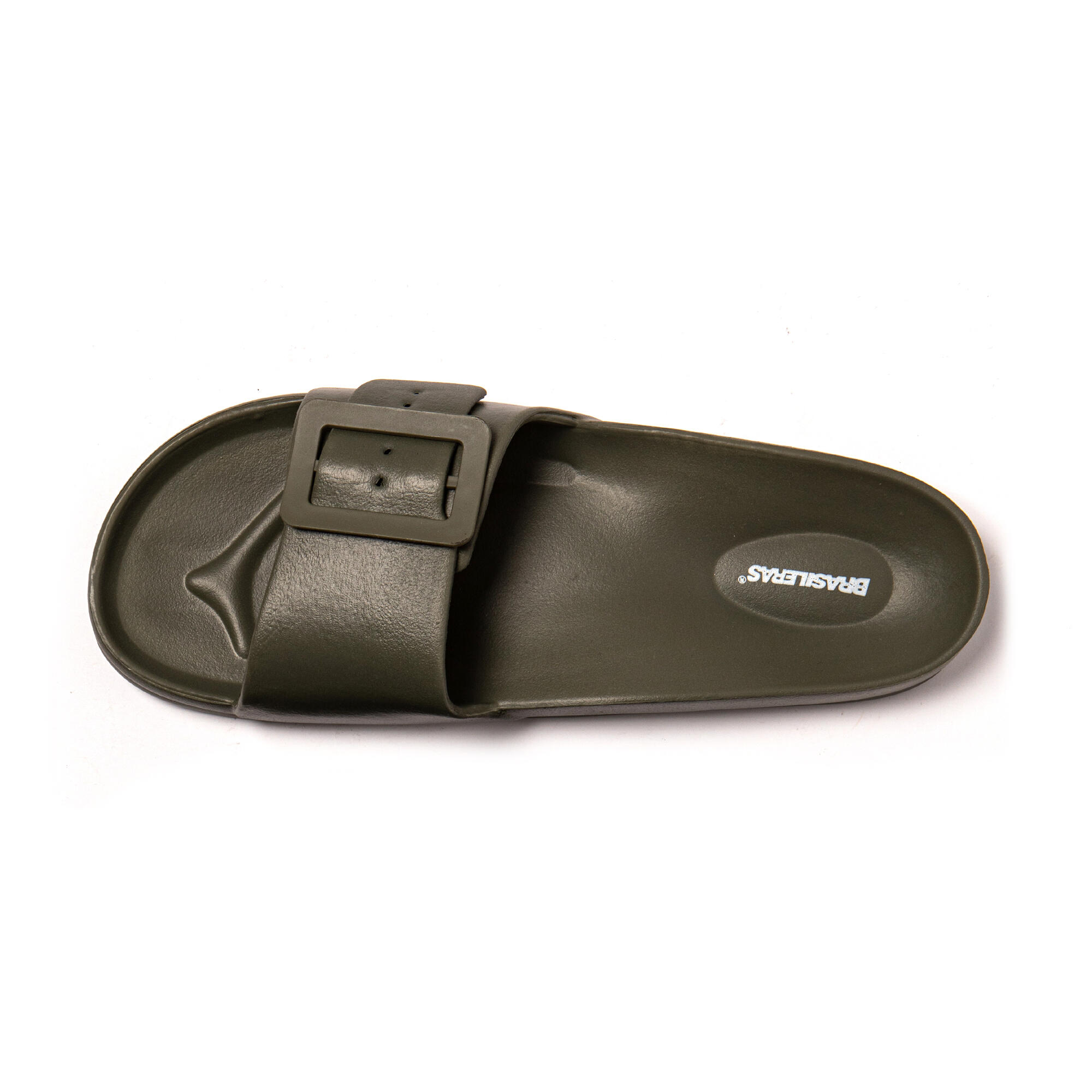 Strand sandalen voor dames Brasileras Militair Groen met rubberen zool 5/7