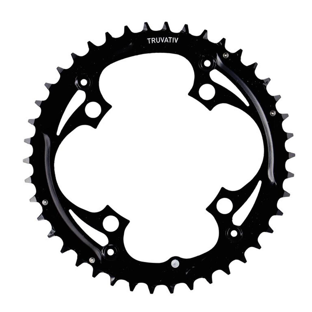 SRAM Truvativ 42T Chainring, 104mm BCD, 4‑arm Steel, 9‑Speed, Black.