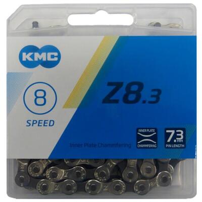 Km z8.3 fietsketting 8 versnellingen 1 2x3 32 114 schakels grijs bruin