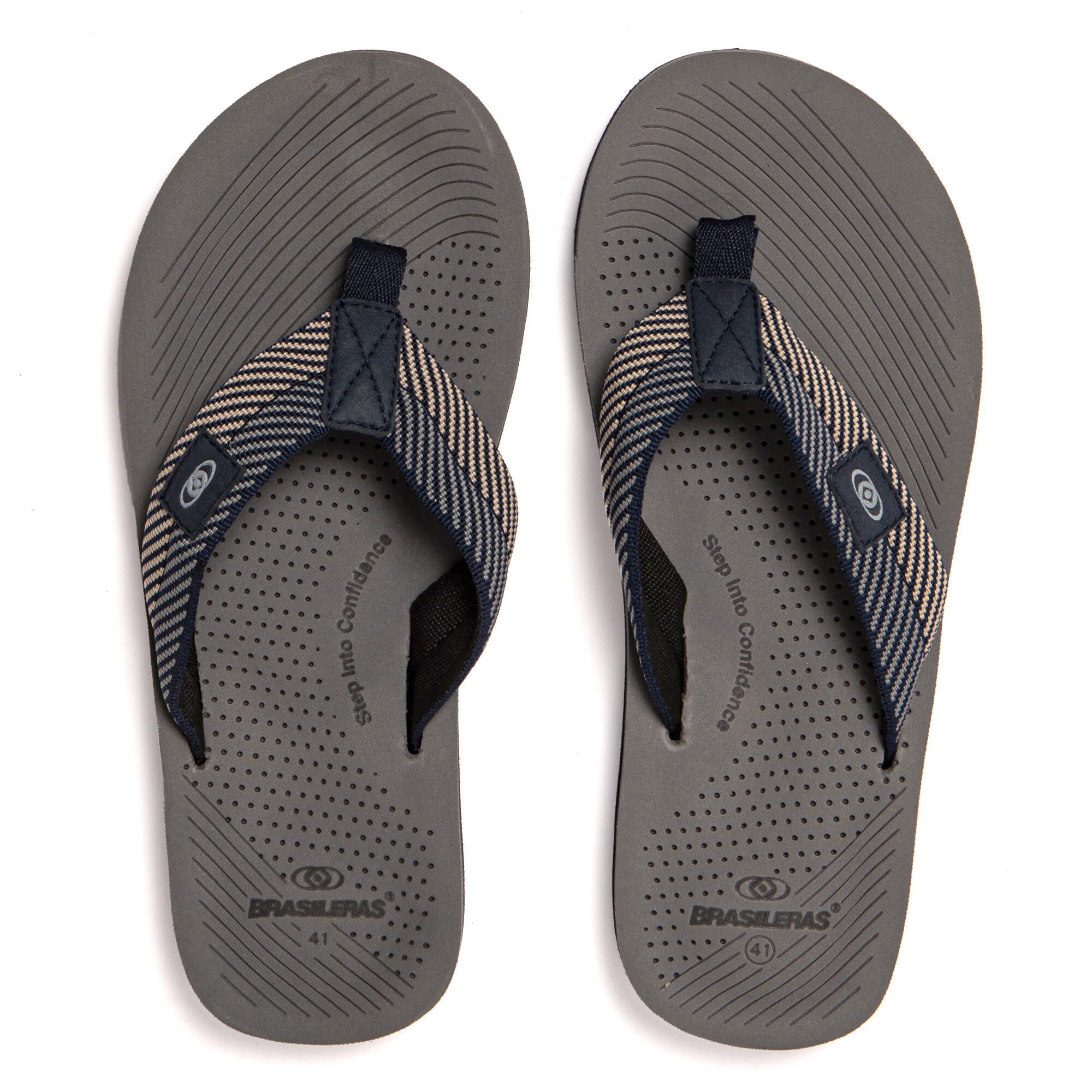 Strand slippers voor heren Brasileras Blauw met rubberen zool 6/7
