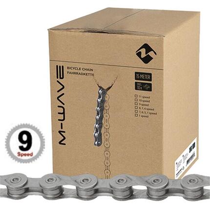 M-Wave 9 Speed Fiets Ketting 1 2x11 128, Grijs - 15m Rol