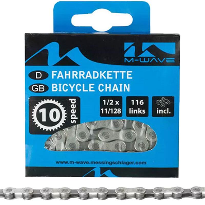 Chaîne M-Wave 10 vitesses 1/2 x 11/128" Grise (paquet suspendu)      3100€    MESSINGSCHLAGER Chaîne M-Wave 10 vitesses 1/2 x 11/128" Grise (paquet suspendu)Vendu exclusivement en ligne   