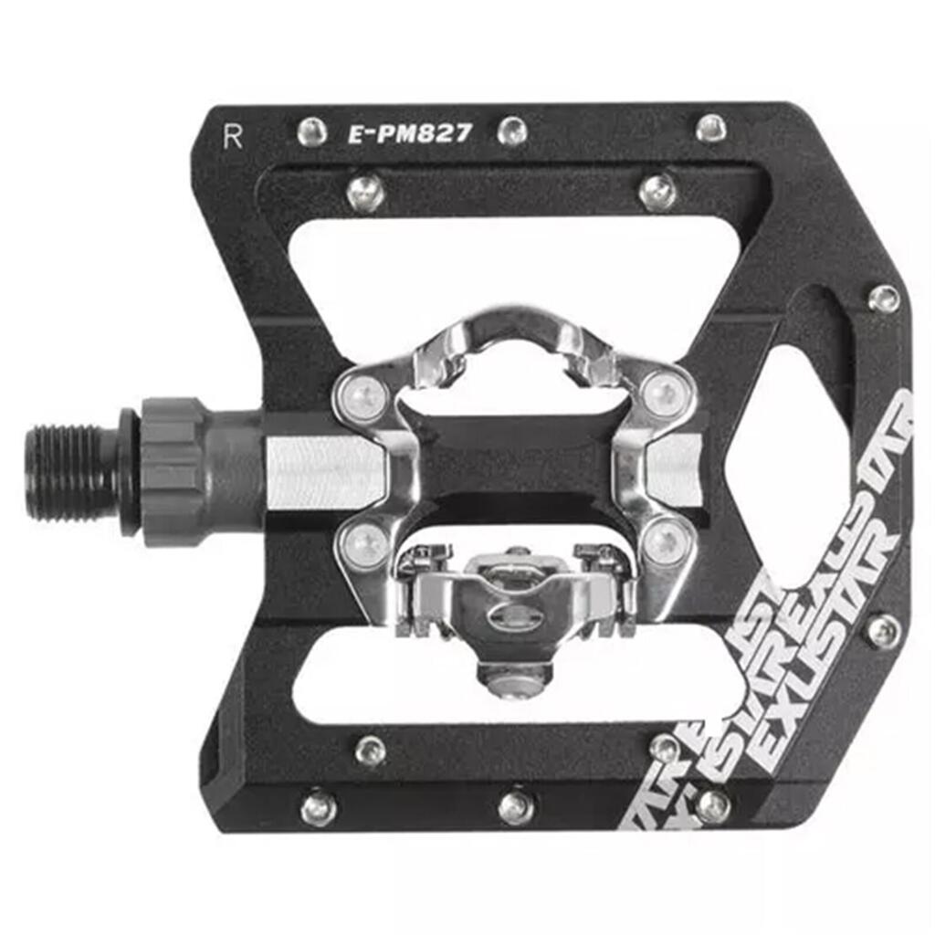 Exustar MTB clipless pedals with SPD cleats, 9/16 axle, black, pair.