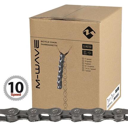 Chaîne de Vélo M-Wave 10 Vitesses 15m - Gris Argenté