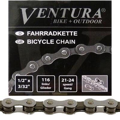 Ventura ketting 8 speed, 1/2x3/32 116l grijs/bruin (hangverpakking)