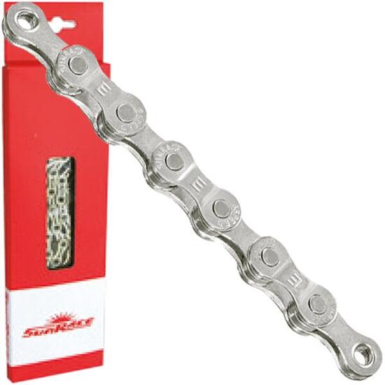 SunRace Kette CNM8E, 8-fach, 138 Glieder, E-25 Kettenschloss, 1/2x3/32, silber
