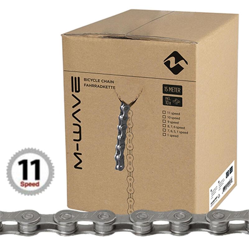 Chaîne M-Wave 11 Vitesses 2x11 128, Grise - Rouleau de 15m      21200€    MESSINGSCHLAGER Chaîne M-Wave 11 Vitesses 2x11 128, Grise - Rouleau de 15mVendu exclusivement en ligne   