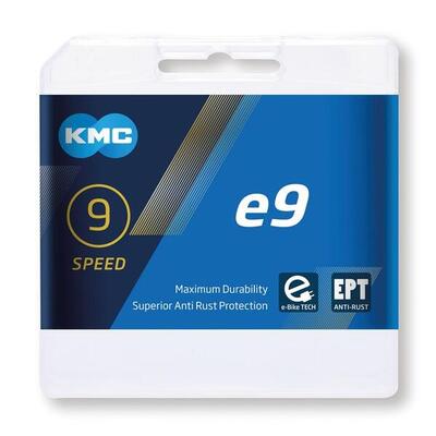 Kmc e9 ept fietsketting 136 schakels zilver