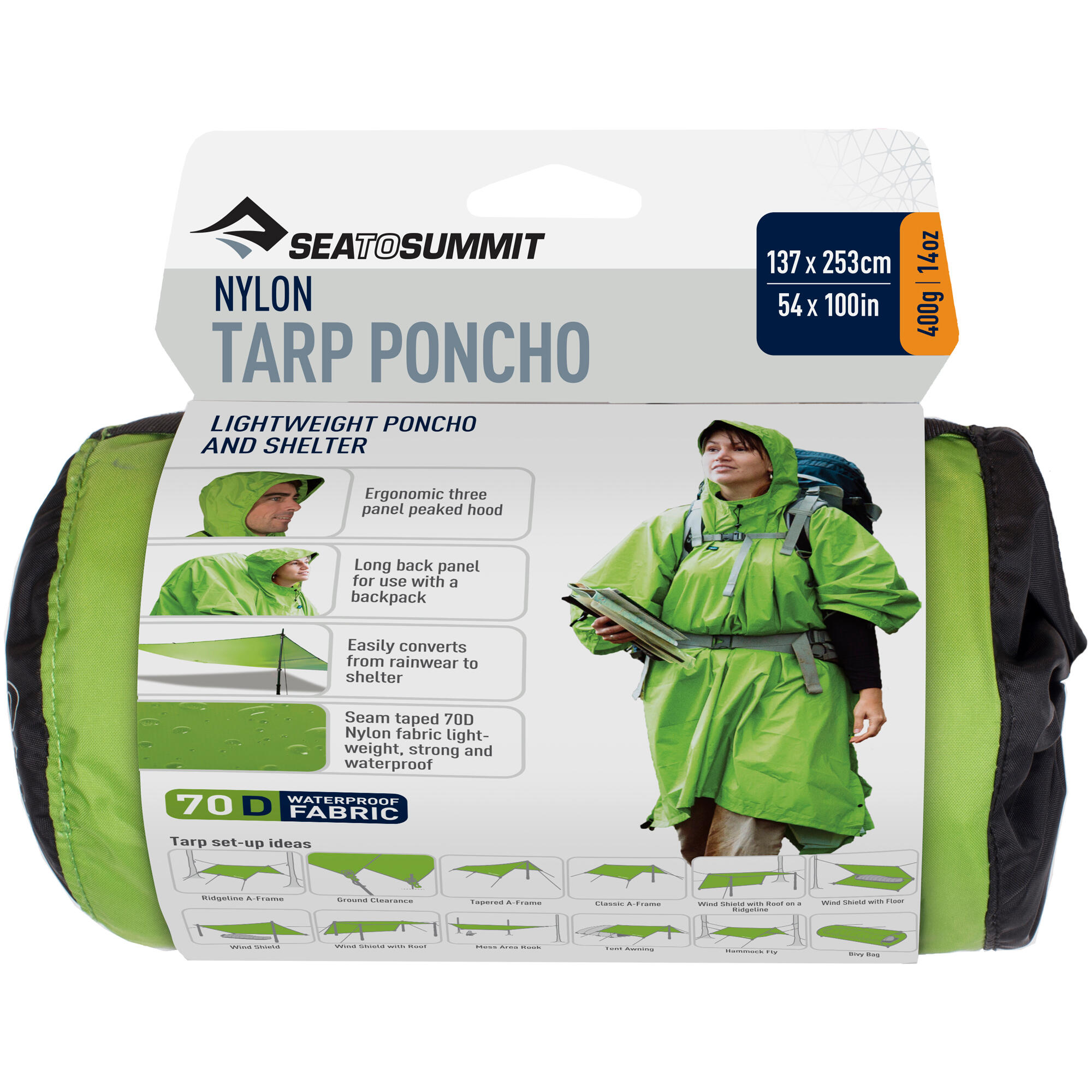 Rucksackponcho Nylon Tarp Poncho green 2/3