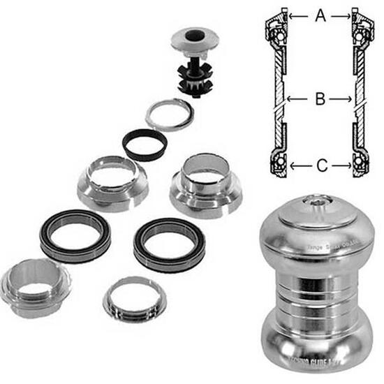 Messingschlager Steuersatz 1 Ahead Alu, silber cartridge, Ko=26,4mm
