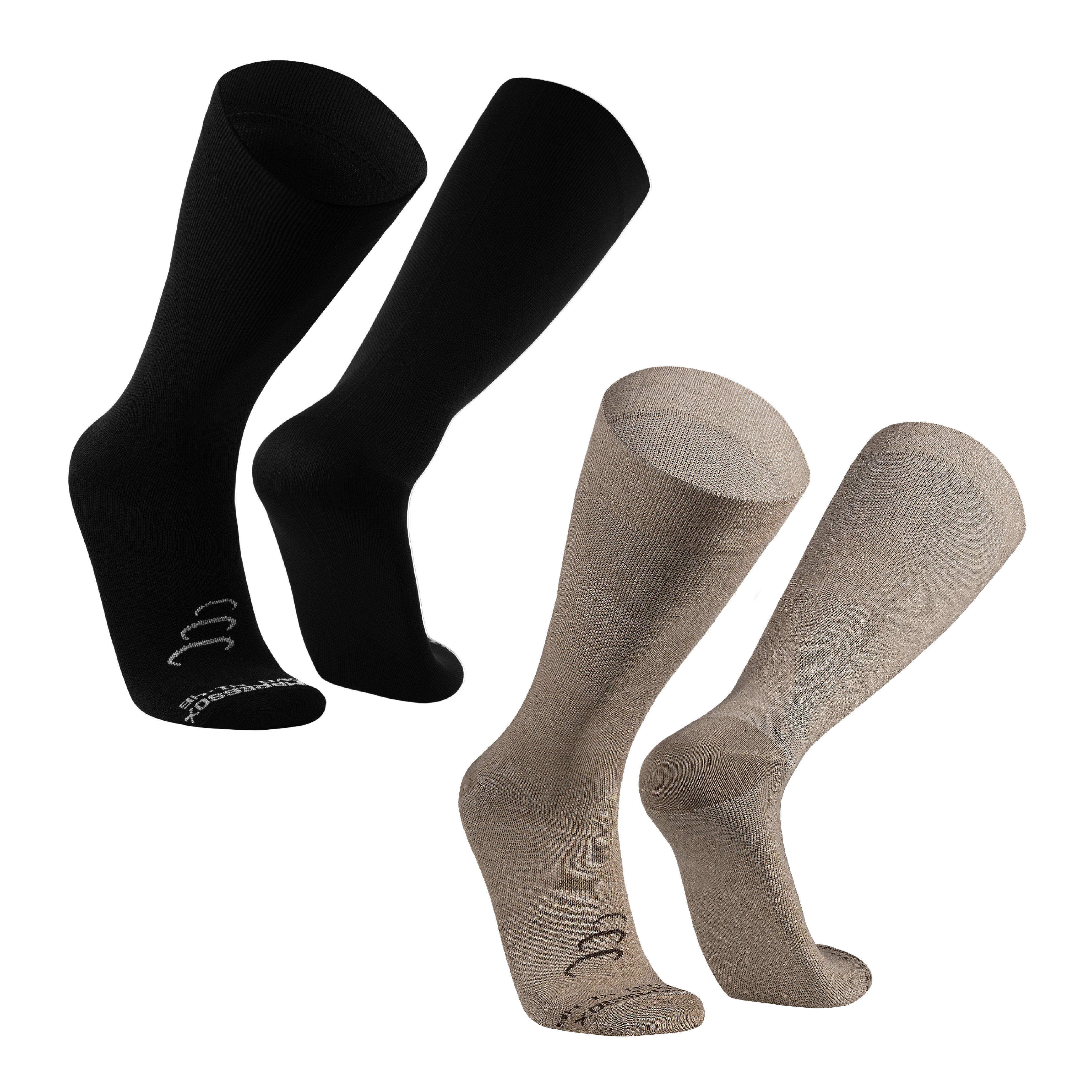 Silvera Nanotech - Chaussettes Compression 15-20 Homme Femme Récupération Varices Voyage Coton Pima - Chaussettes De Compression - Beige - 44 L - Decathlon