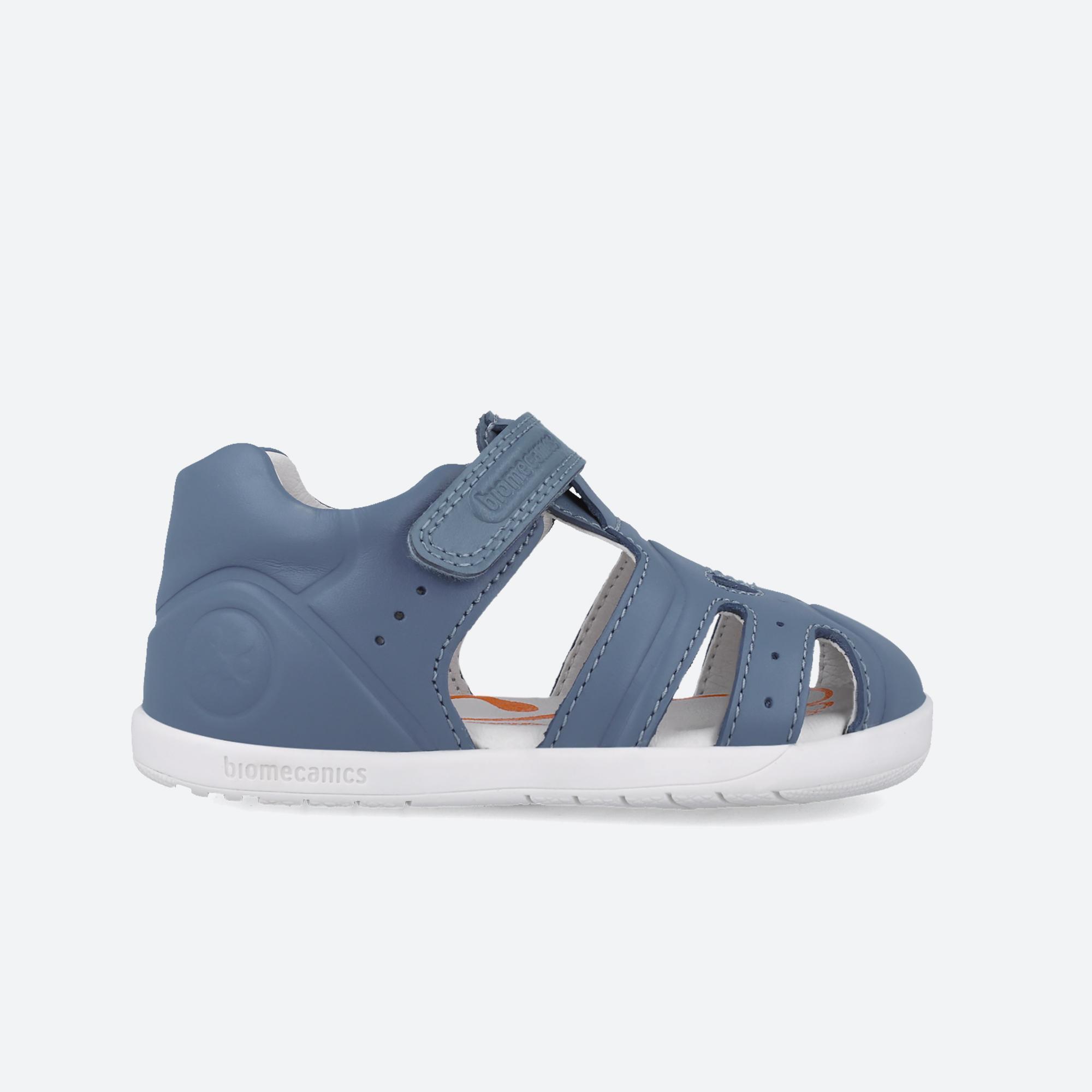 Sandálias Primeiros Passos Barefoot Bebê Menino Biomecanics 252165A Azul Adesivo