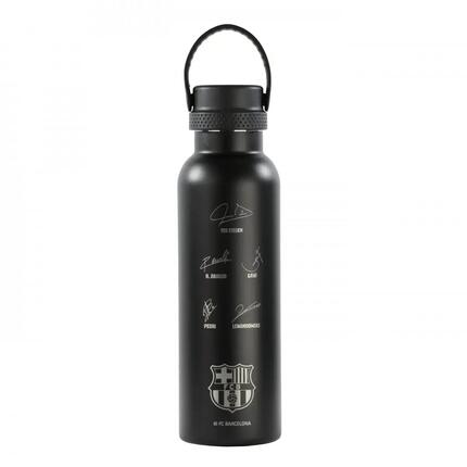 FC Barcelona thermosfles bidon met handtekeningen 600 ml zwart