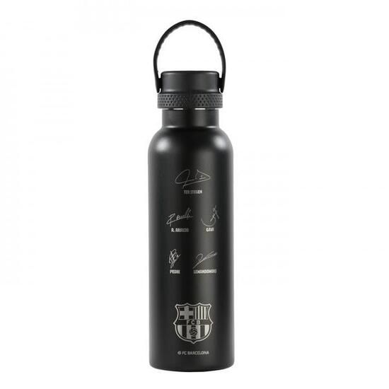 FC Barcelona thermosfles bidon met handtekeningen 600 ml zwart