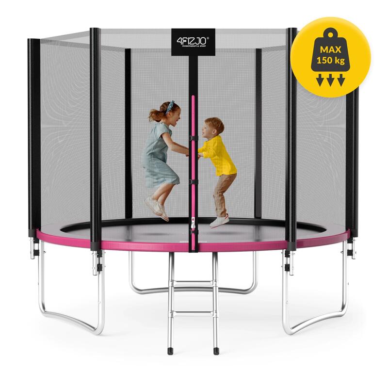 Trampolina ogrodowa dla dzieci do skakania 4FIZJO CLASSIC 312cm 10FT różowa